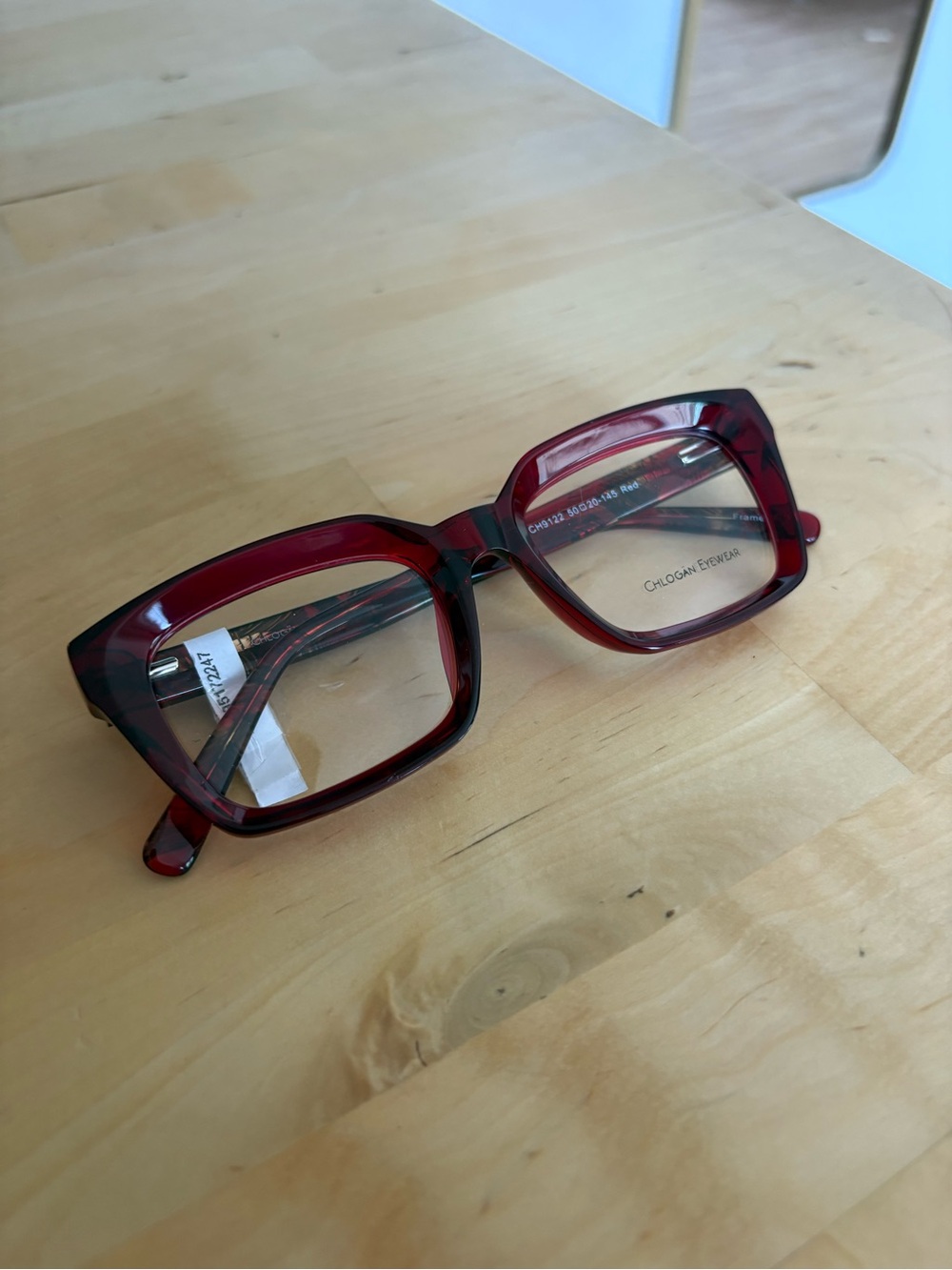 Chlogan Eyewear Red CH9122 Oversized Bold Square Eyeglass Frames 50-20-145 NWT - Picture 13 of 15